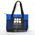 Große billige Reiseausstellung Business Handle Carrier 600D Polyester Canvas Reißverschluss Einkaufstasche mit Mesentaschen